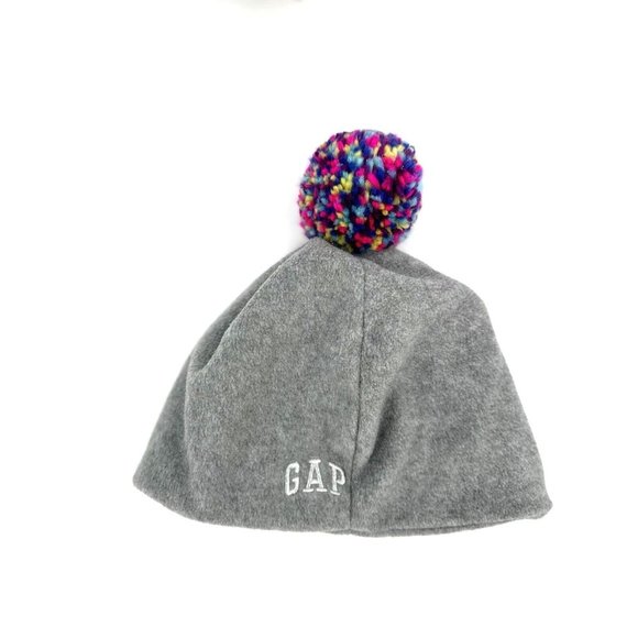 Gap Girls Pro Fleece Pom-Pom Beanie Hat & Neck Warmer Set Size S/M Gray - Picture 5 of 8